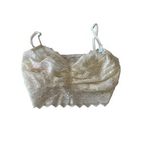 victoria secret Ivory Women's Lace Bralette Unlined Ruched Front Pink Small